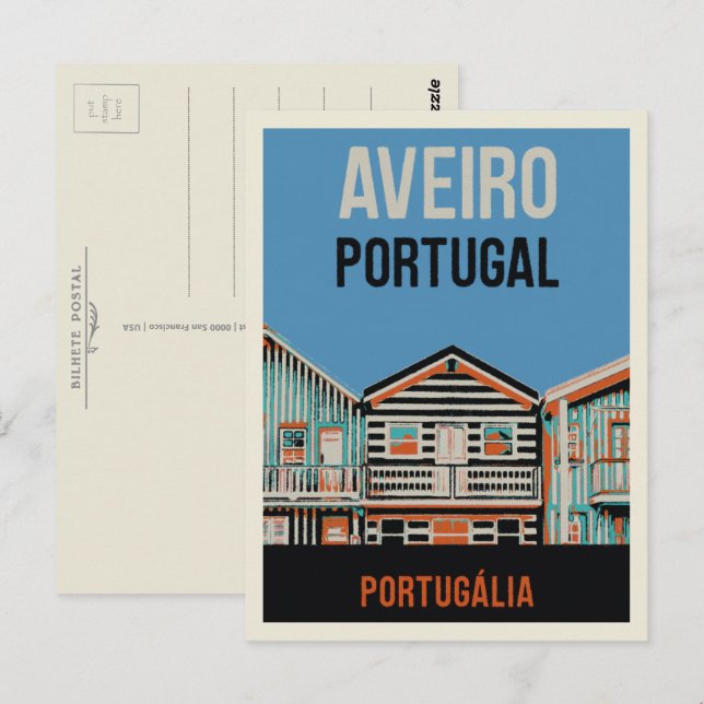 Tarjeta postal de Portugal del ilustracion Aveiro  (Anverso / Reverso)