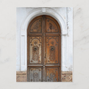 Tarjeta postal de poste de puerta de madera rústic