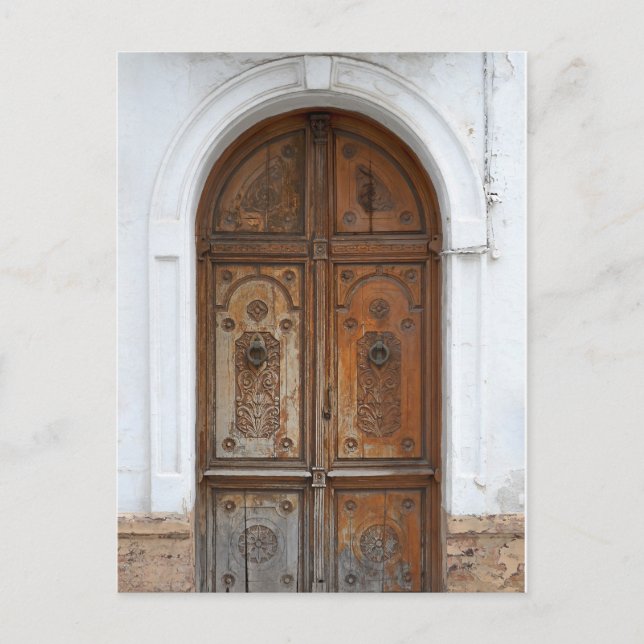Tarjeta postal de poste de puerta de madera rústic (Anverso)
