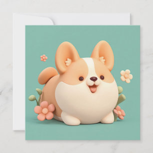 Tarjeta postal de prado floral estilo arcilla 3D c