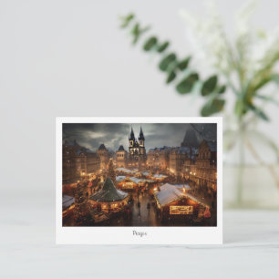 Tarjeta postal de Praga de noche en República Chec