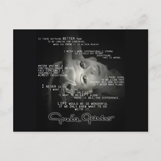 Tarjeta postal de presupuesto Greta Garbo (Anverso)