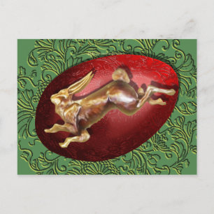 Tarjeta postal de primavera y huevo rojo