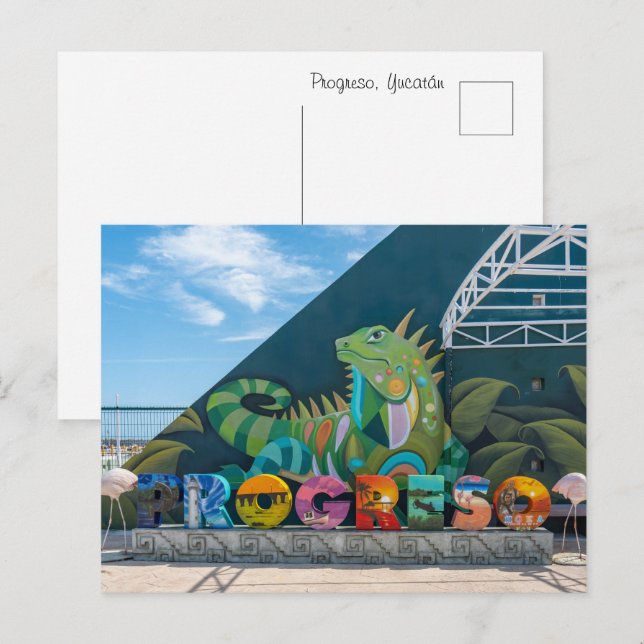 Tarjeta postal de Progreso, Yucatán (Anverso / Reverso)