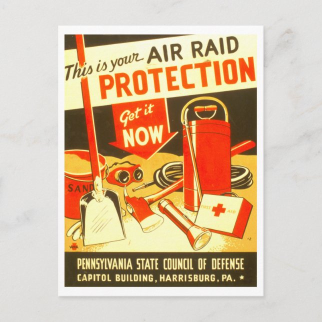 Tarjeta postal de protección contra ataques aéreos (Anverso)