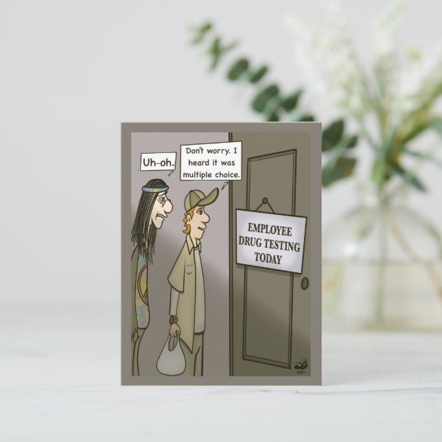 Tarjeta postal de prueba de medicamentos para empl (Anverso de pie)