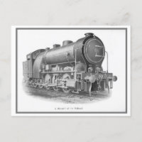Tarjeta postal de publicidad de grabado de trenes