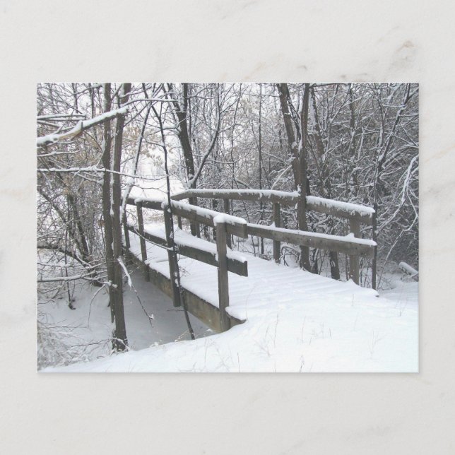 Tarjeta postal de puente cubierta de nieve en invi (Anverso)