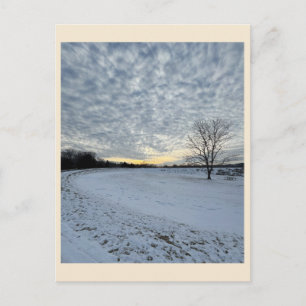 Tarjeta postal de puesta de sol de invierno en el