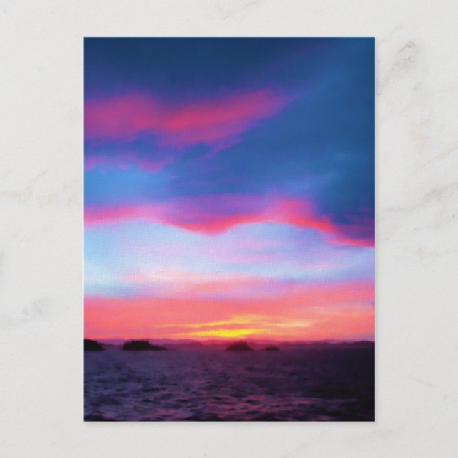 Tarjeta postal de puesta de sol en el mar (Anverso)