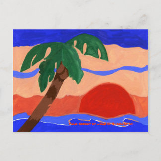 Tarjeta postal de puesta de sol en la palma