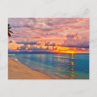 Tarjeta postal de puesta de sol en una hermosa isl