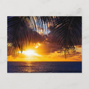 Tarjeta postal de puesta de sol en una hermosa isl