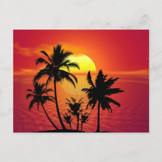 Tarjeta postal de puesta de sol en una hermosa isl