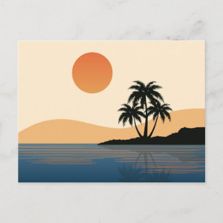 Tarjeta postal de puesta de sol en una hermosa isl