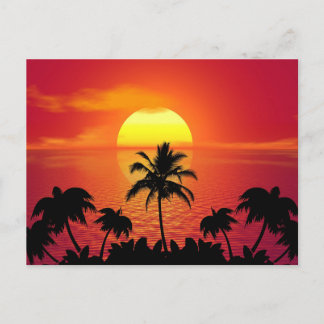 Tarjeta postal de puesta de sol en una hermosa isl