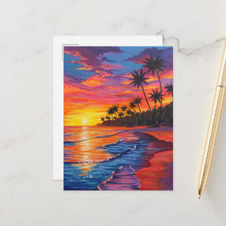 Tarjeta Postal de Puesta de Sol Tropical