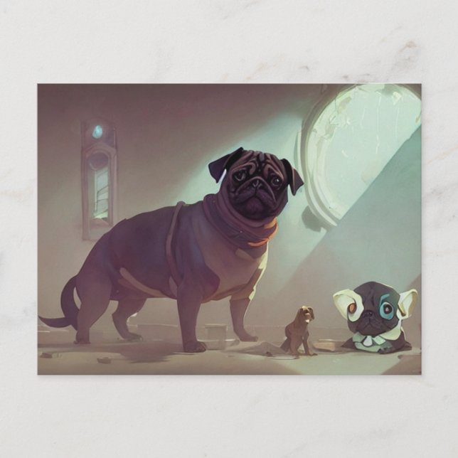 Tarjeta postal de pug (Anverso)
