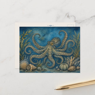 Tarjeta Postal de Pulpo de Mar Profundo Inspirada