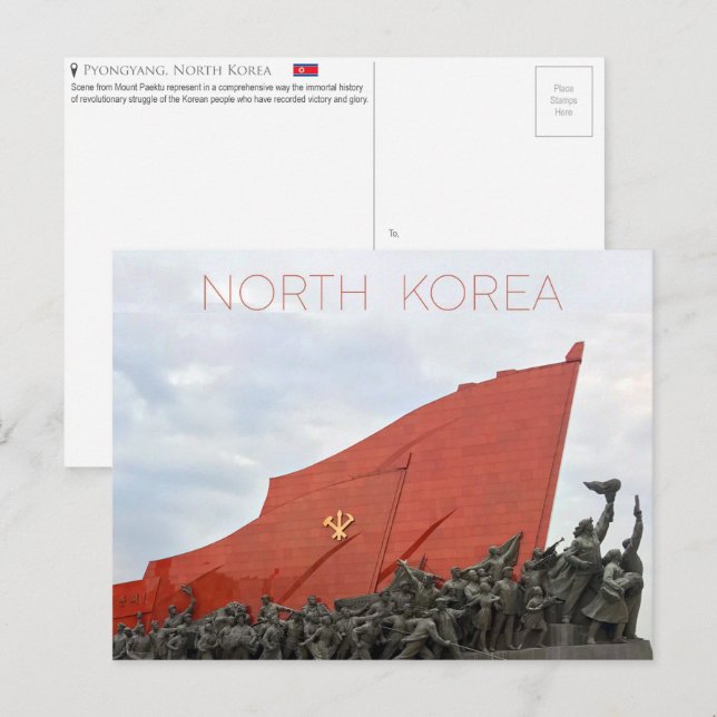 Tarjeta postal de Pyongyang, Corea del Norte (Anverso / Reverso)