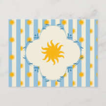 Tarjeta postal de ráfaga de sol dorada con franja
