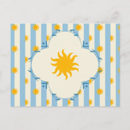 Tarjeta postal de ráfaga de sol dorada con franja