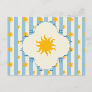 Tarjeta postal de ráfaga de sol dorada con franja