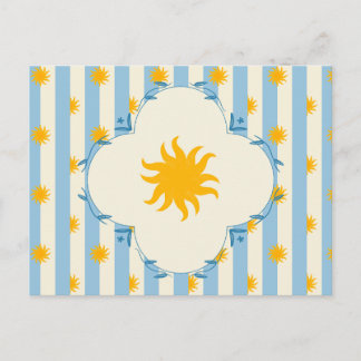 Tarjeta postal de ráfaga de sol dorada con franja
