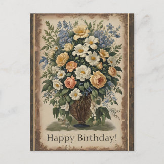 Tarjeta postal de ramo de flores anticuado