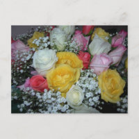 Tarjeta postal de ramo de rosas
