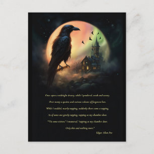 Tarjeta postal de Raven Halloween Edgar Allan Poe