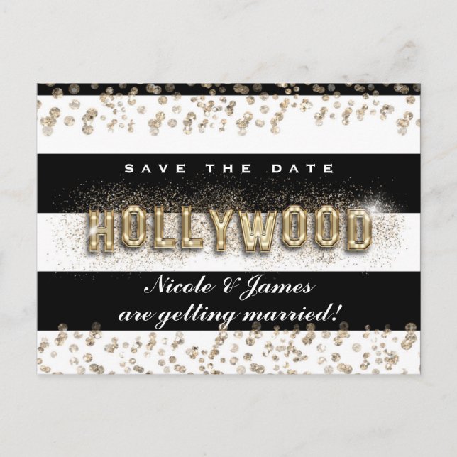 Tarjeta postal de rayas blancas y negras de Hollyw (Anverso)