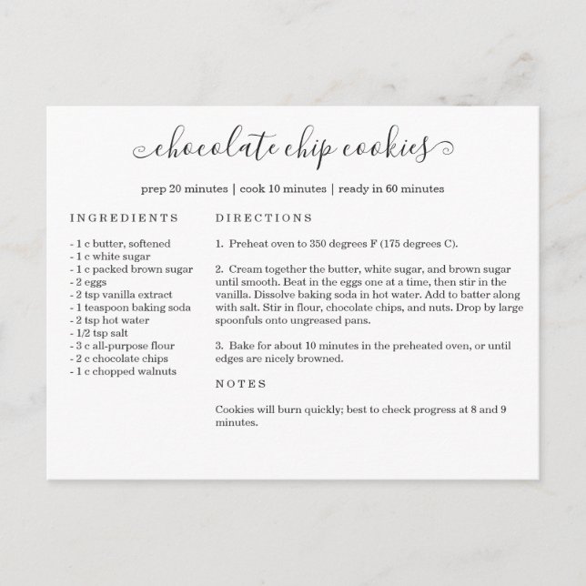 Tarjeta postal de receta (Anverso)