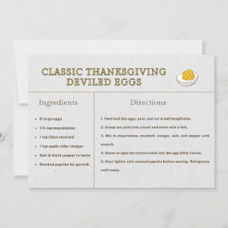 Tarjeta postal de receta clásica de huevos relleno