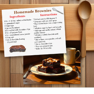 Tarjeta Postal de Receta de Brownies Caseros