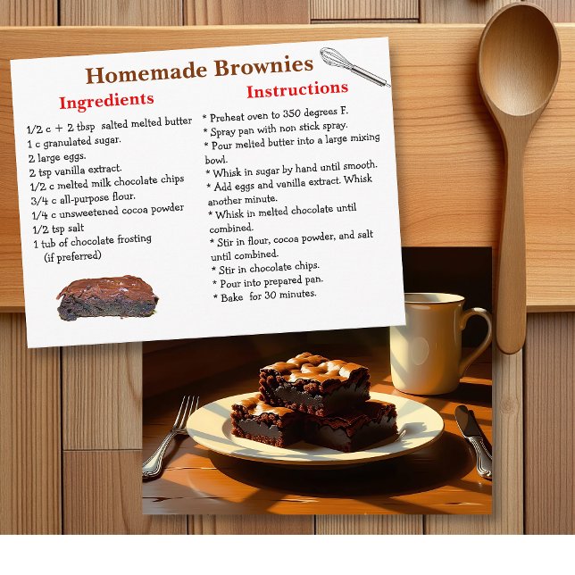 Tarjeta Postal de Receta de Brownies Caseros (Subido por el creador)