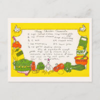 Tarjeta postal de receta de cazuela de pollo con q
