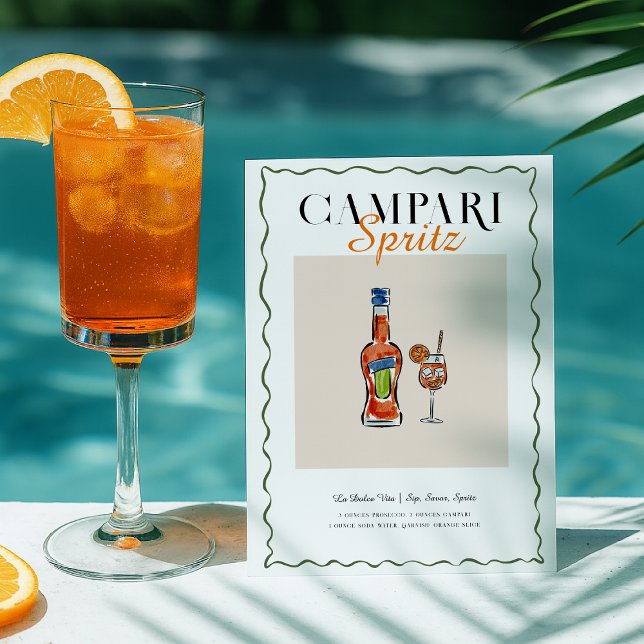 Tarjeta postal de receta de cóctel Campari Spritz (Subido por el creador)