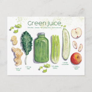 Tarjeta postal de receta de jugo verde