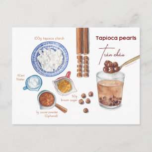 Tarjeta postal de receta de perlas de boba