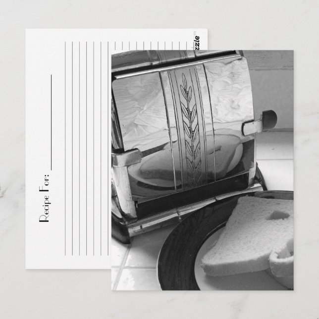 Tarjeta postal de receta de tostadora de época (Anverso / Reverso)