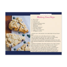 Tarjeta postal de recetas de scones de arándanos