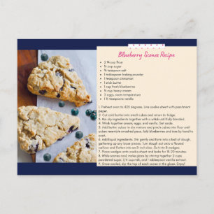 Tarjeta postal de recetas de scones de arándanos