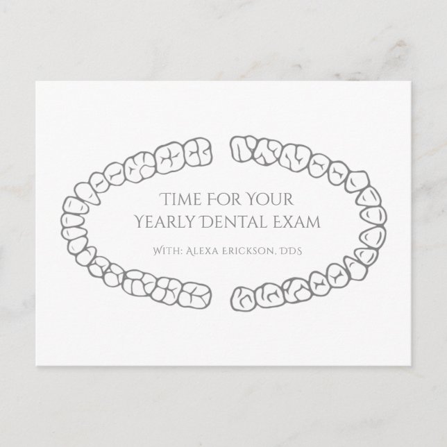 Tarjeta Postal de Recordatorio de Examen Dental (Anverso)