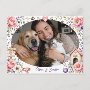 Tarjeta postal de recuerdo con foto y nombre de la