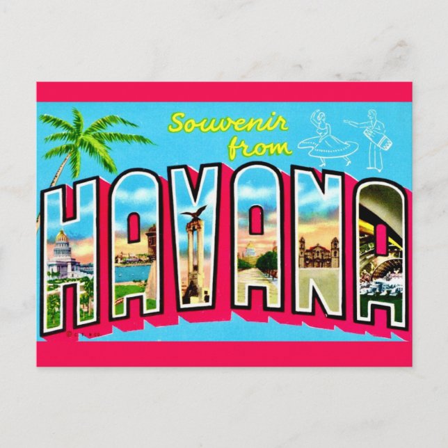 Tarjeta postal de recuerdo de La Habana Cuba (Anverso)