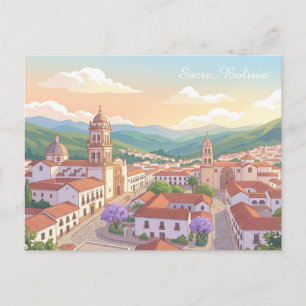 Tarjeta Postal de Recuerdo de Viaje a Sucre Bolivi