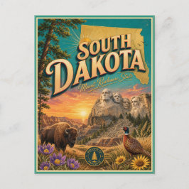 Tarjeta Postal de Recuerdo de Viaje Retro de Dakot