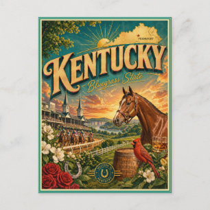 Tarjeta Postal de Recuerdo de Viaje Retro de Kentu