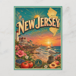 Tarjeta Postal de Recuerdo de Viaje Retro de Nueva